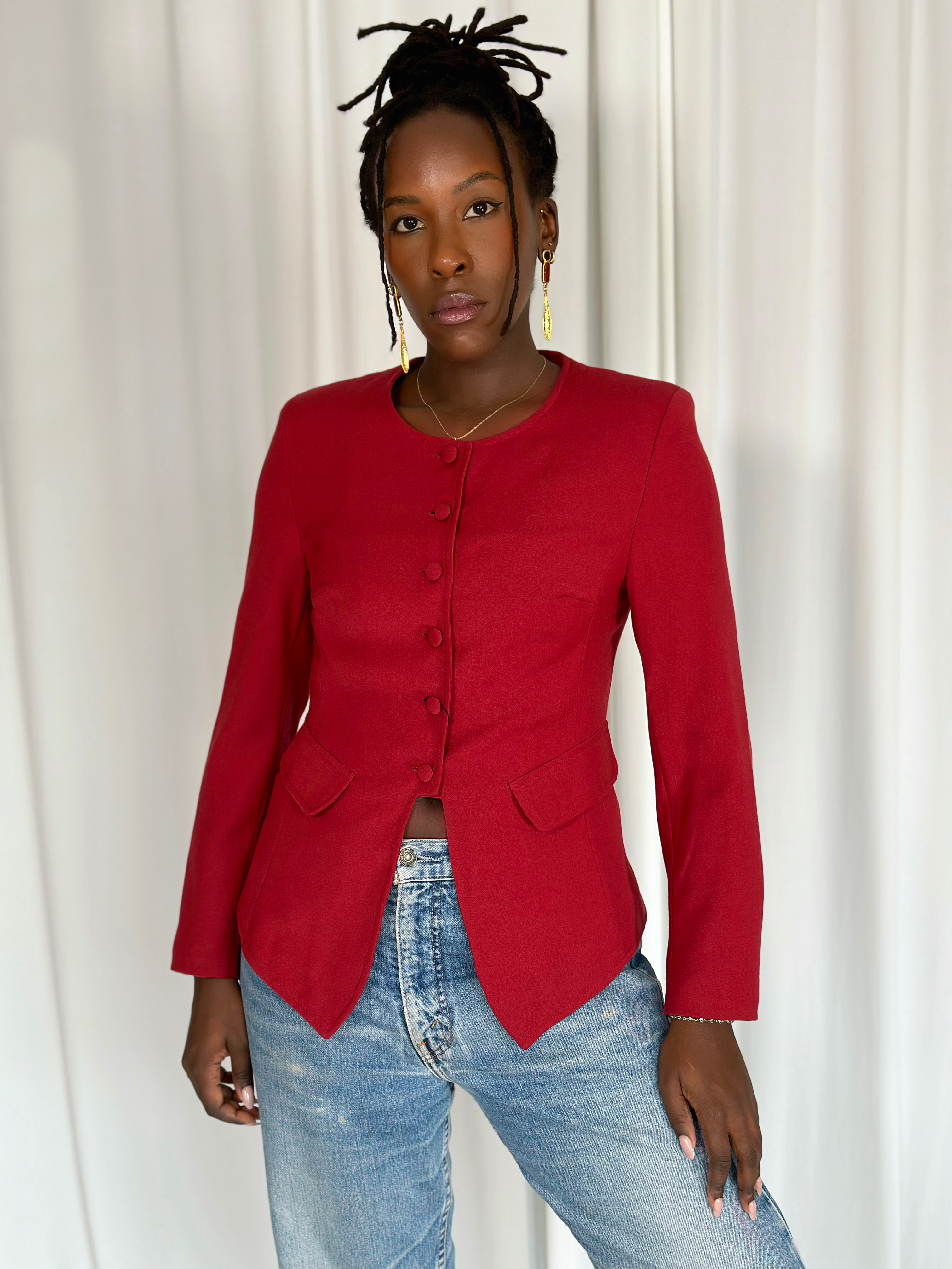 🍒Red Cut Blazer [S]