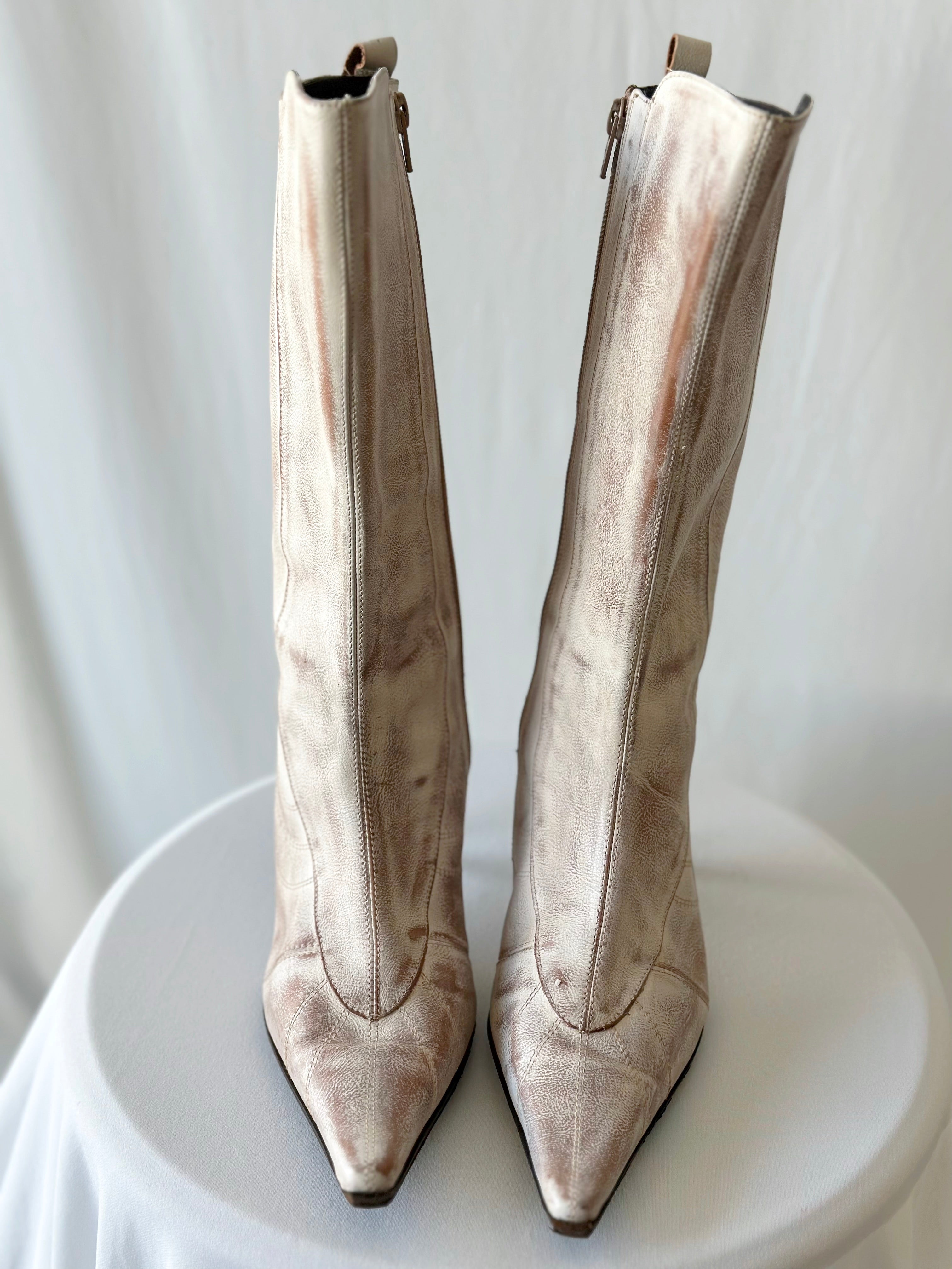 Pointy Leather Boots [38]