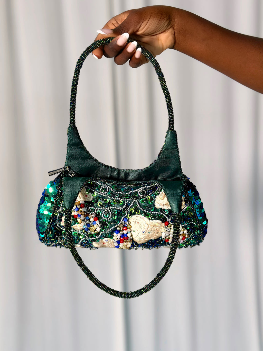 Sac à paillettes vert