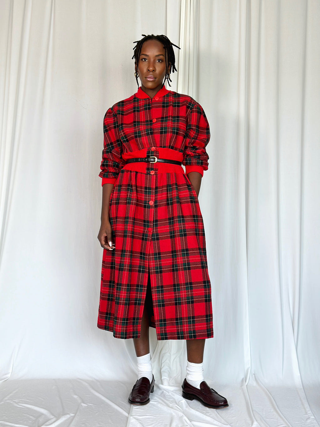 Vintage Tartan Wool Dress [M/L]