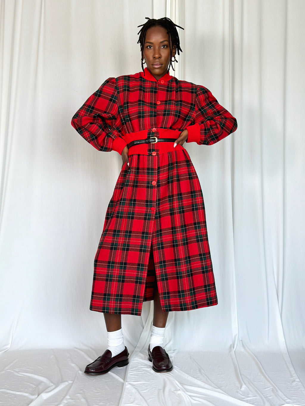 Vintage Tartan Wool Dress [M/L]