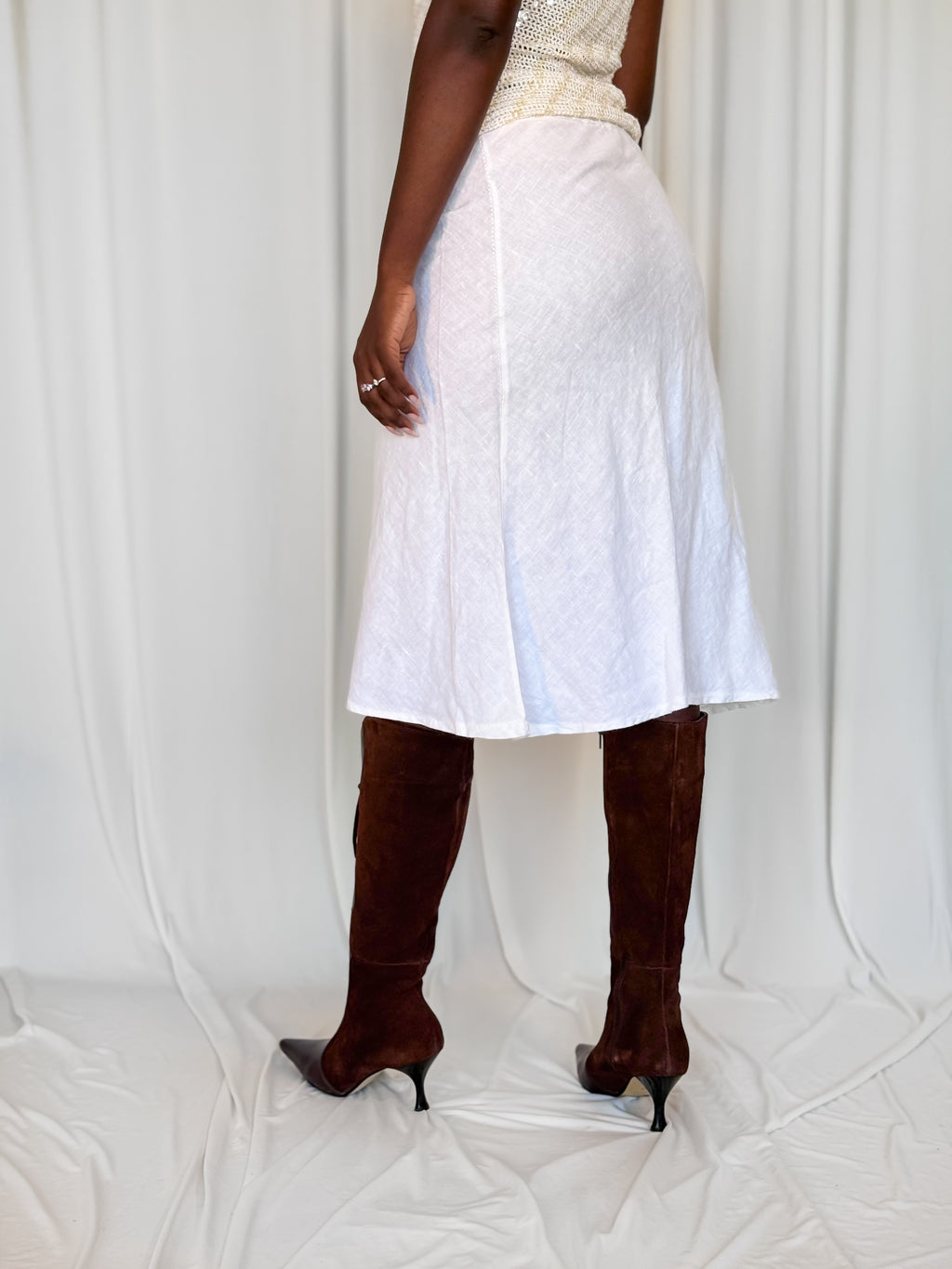 Jupe midi blanche en lin [S]