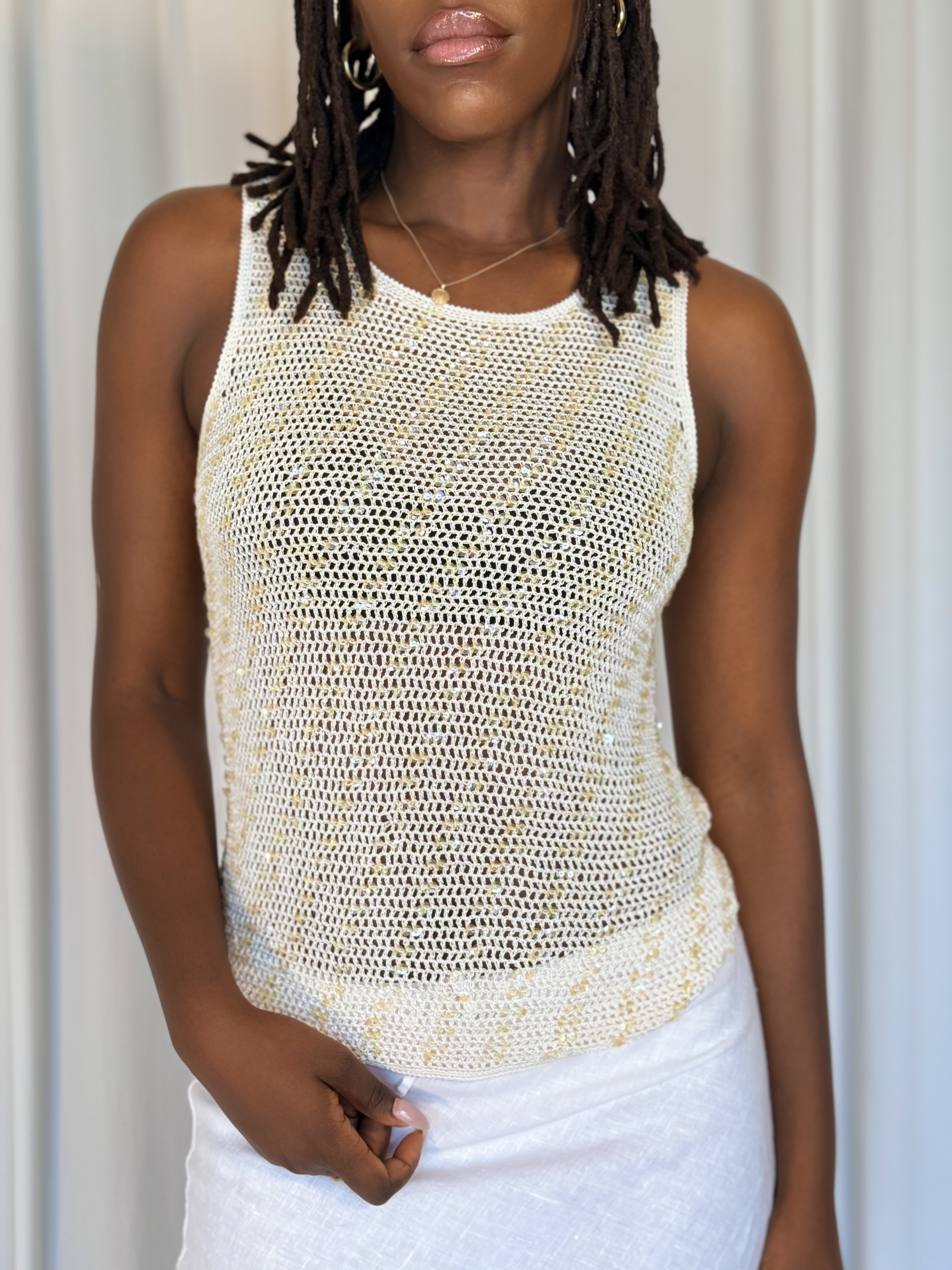 Cream Beaded Top [S]