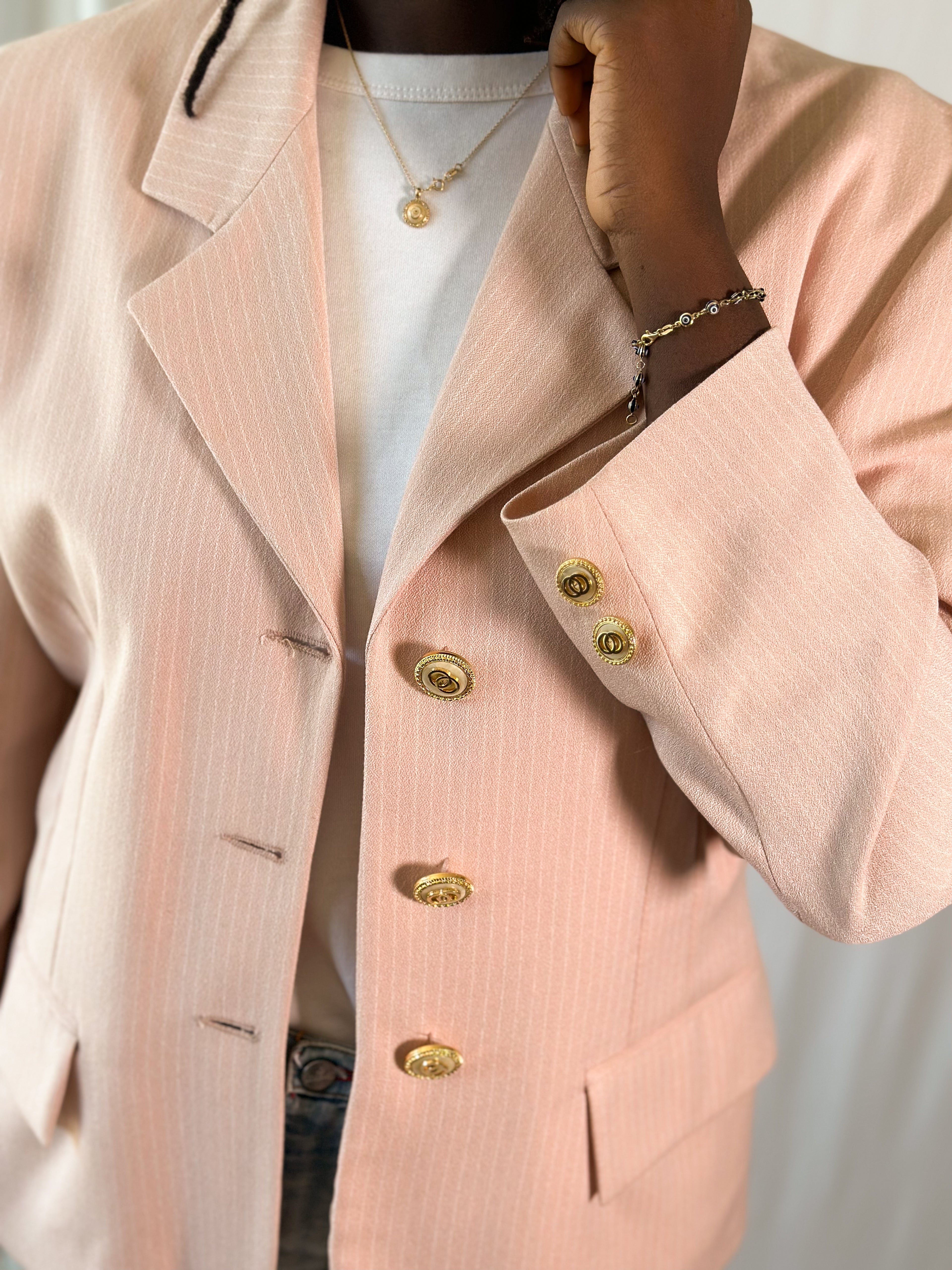 Pink Pin-Strip Blazer [M/L]