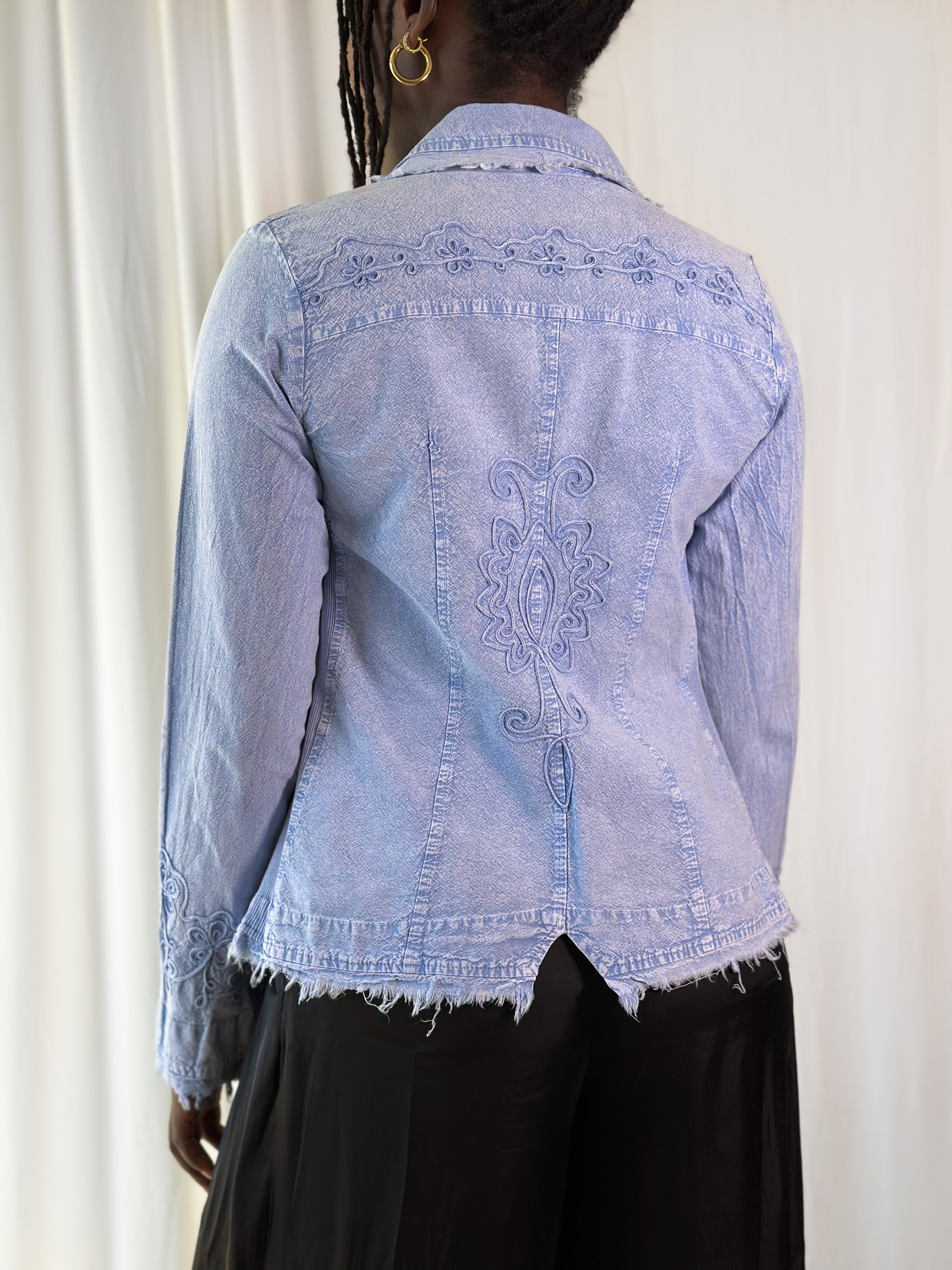 Embroidered Denim Blazer [S]