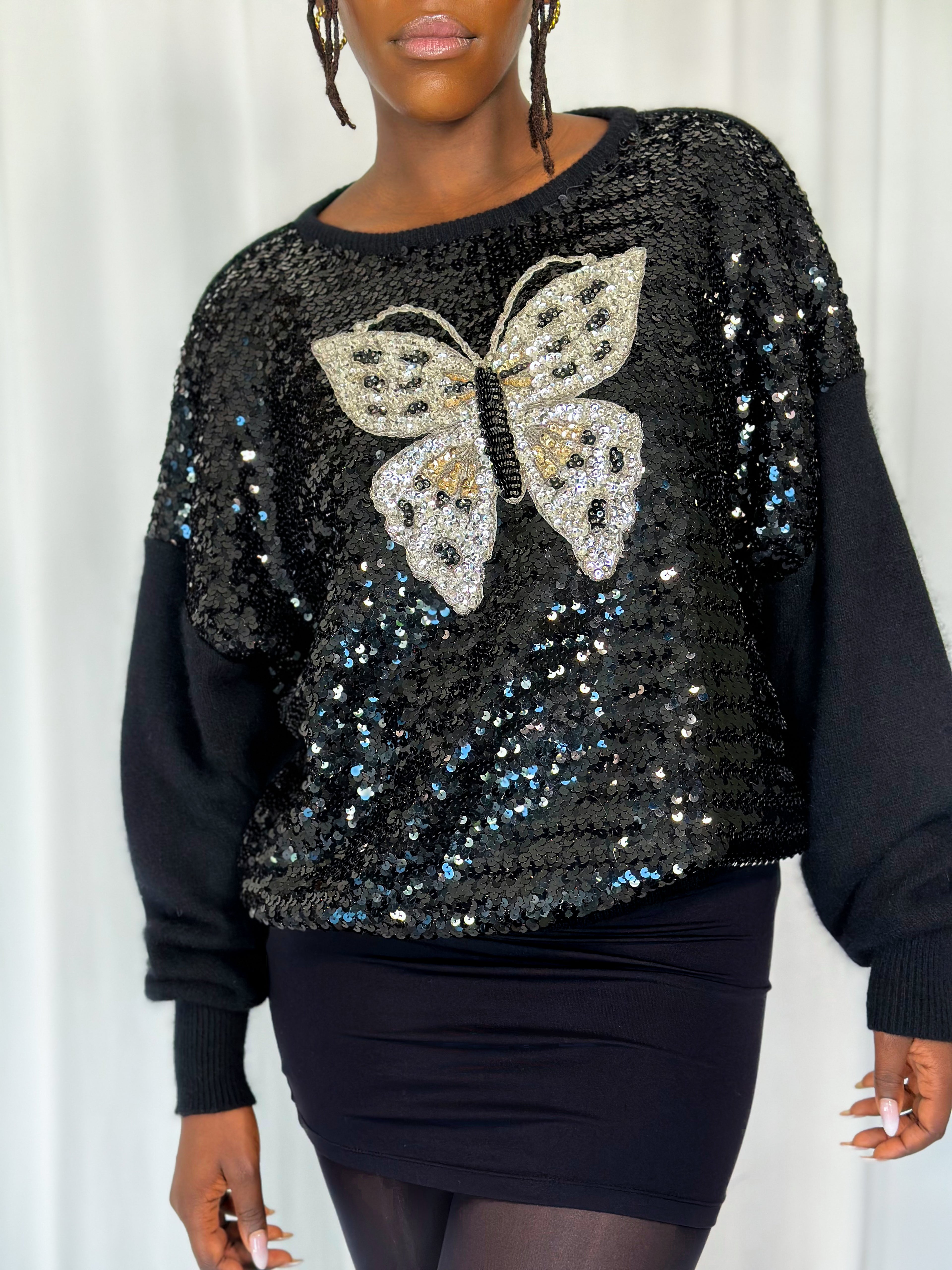 Butterfly Sequin Top [L]
