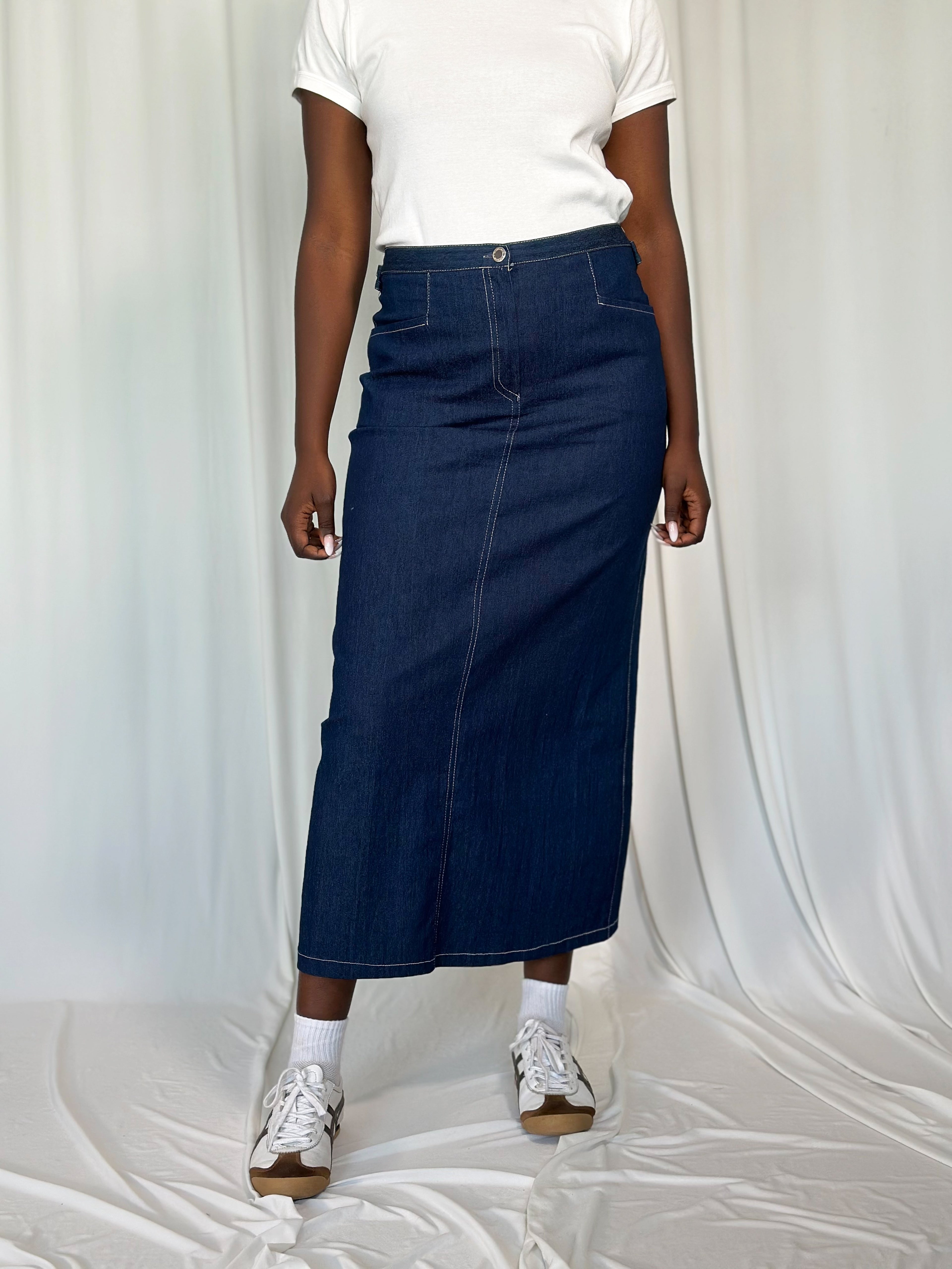 Blue Denim Long Skirt [40]