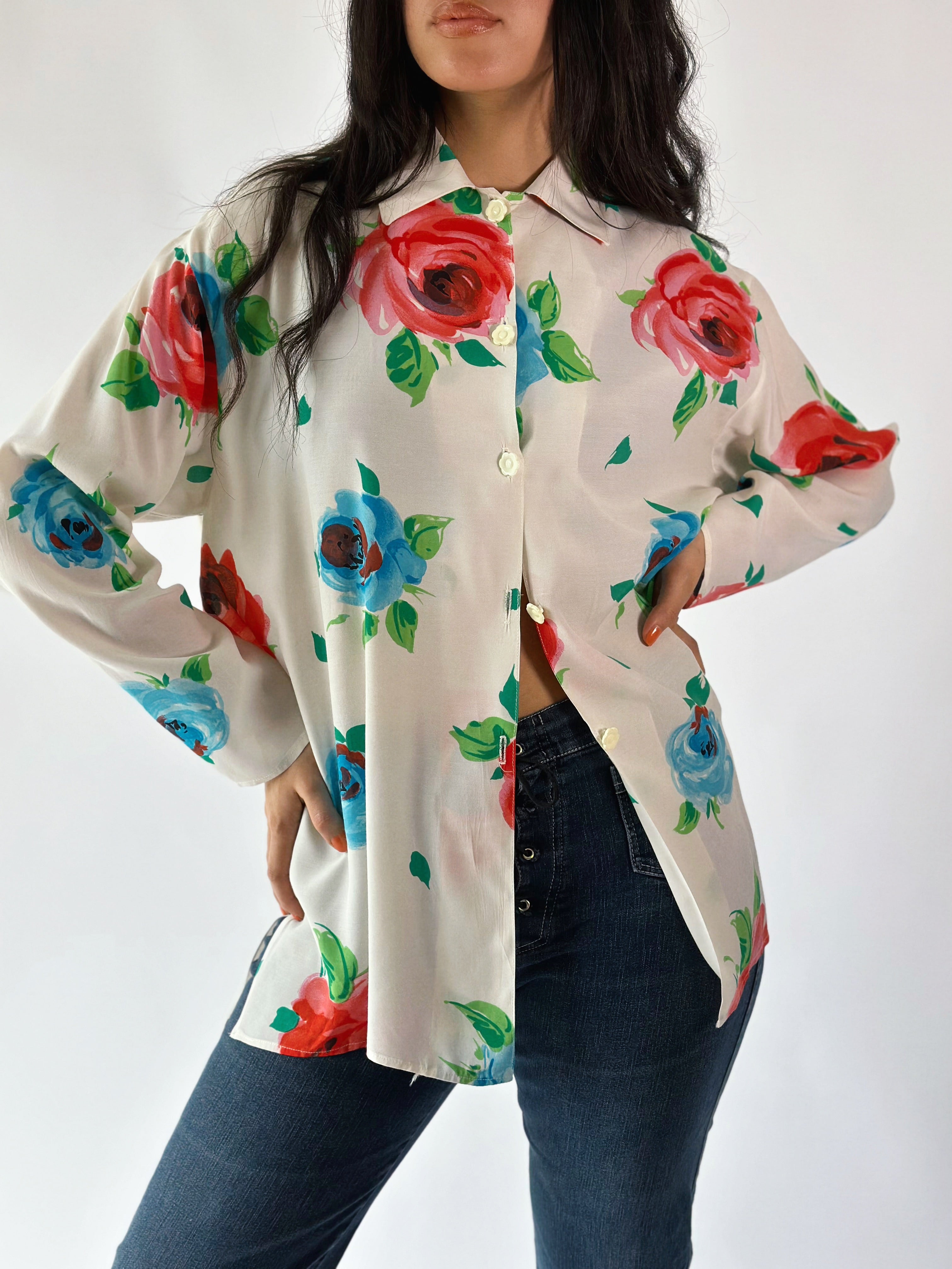 Blue & Red Roses Chemise