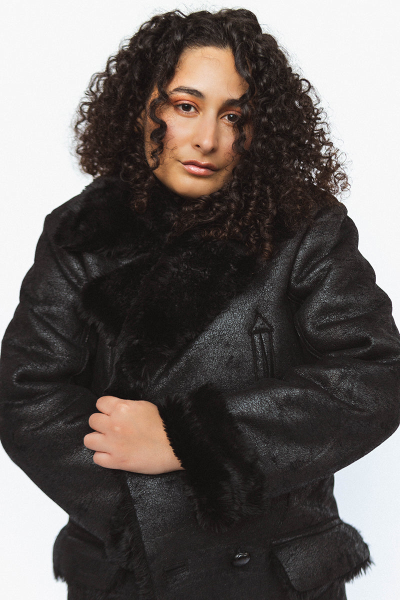 Faux fur Black Coat [M]