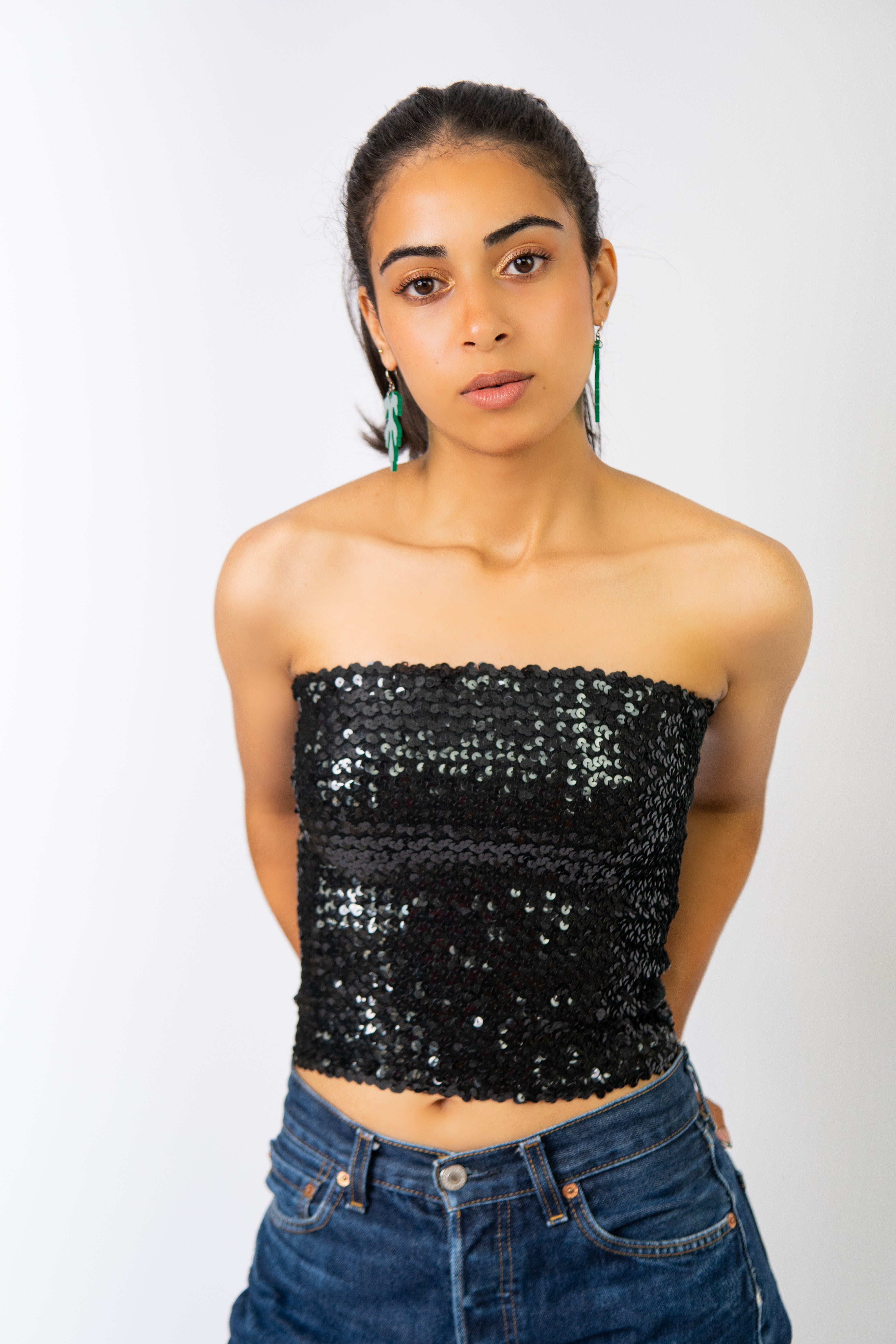 Black Bandeau sequin Top [S]