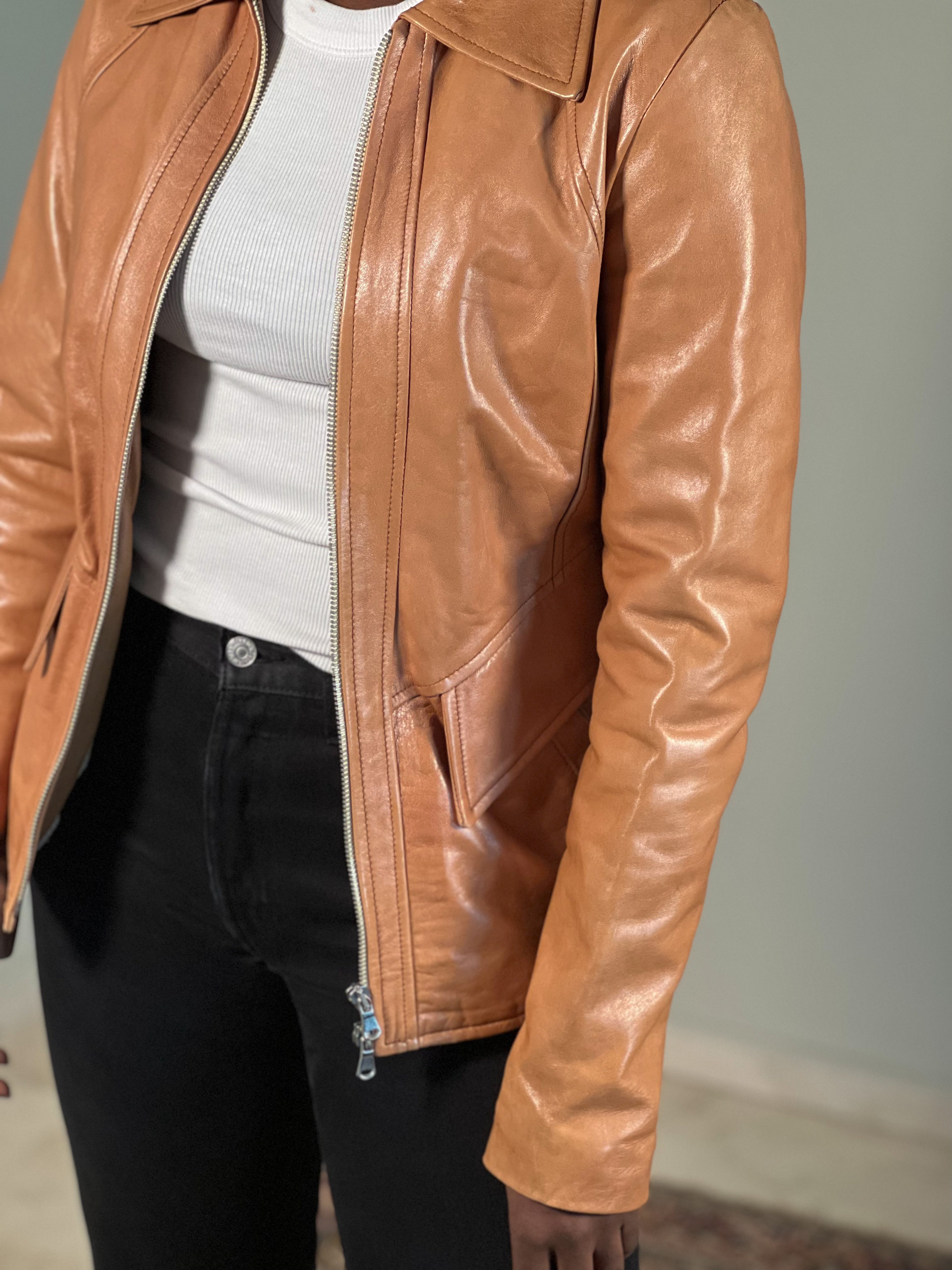 Leather cream Jacket [XS]