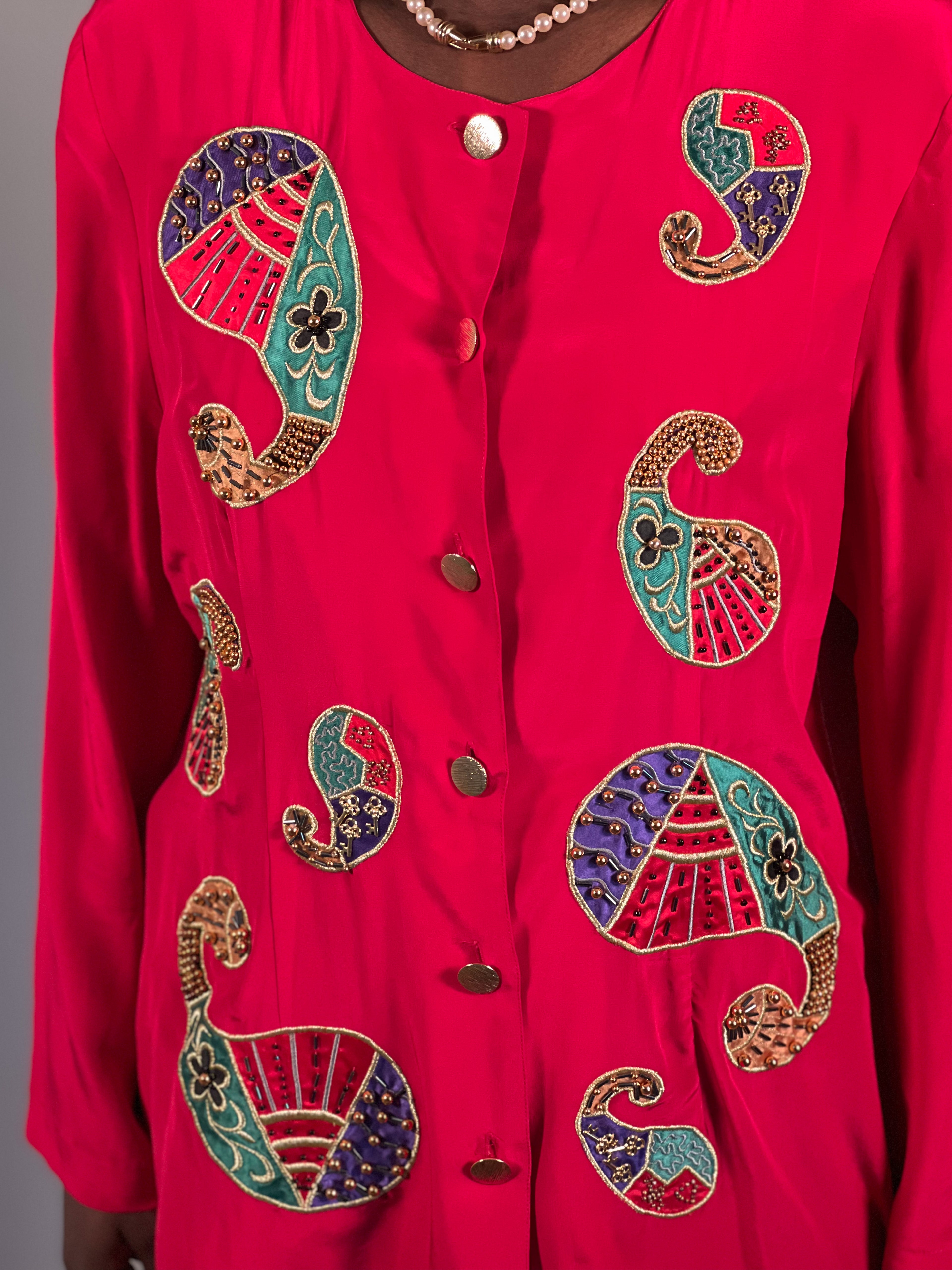 100% Silk 80s Blouse [M/L]