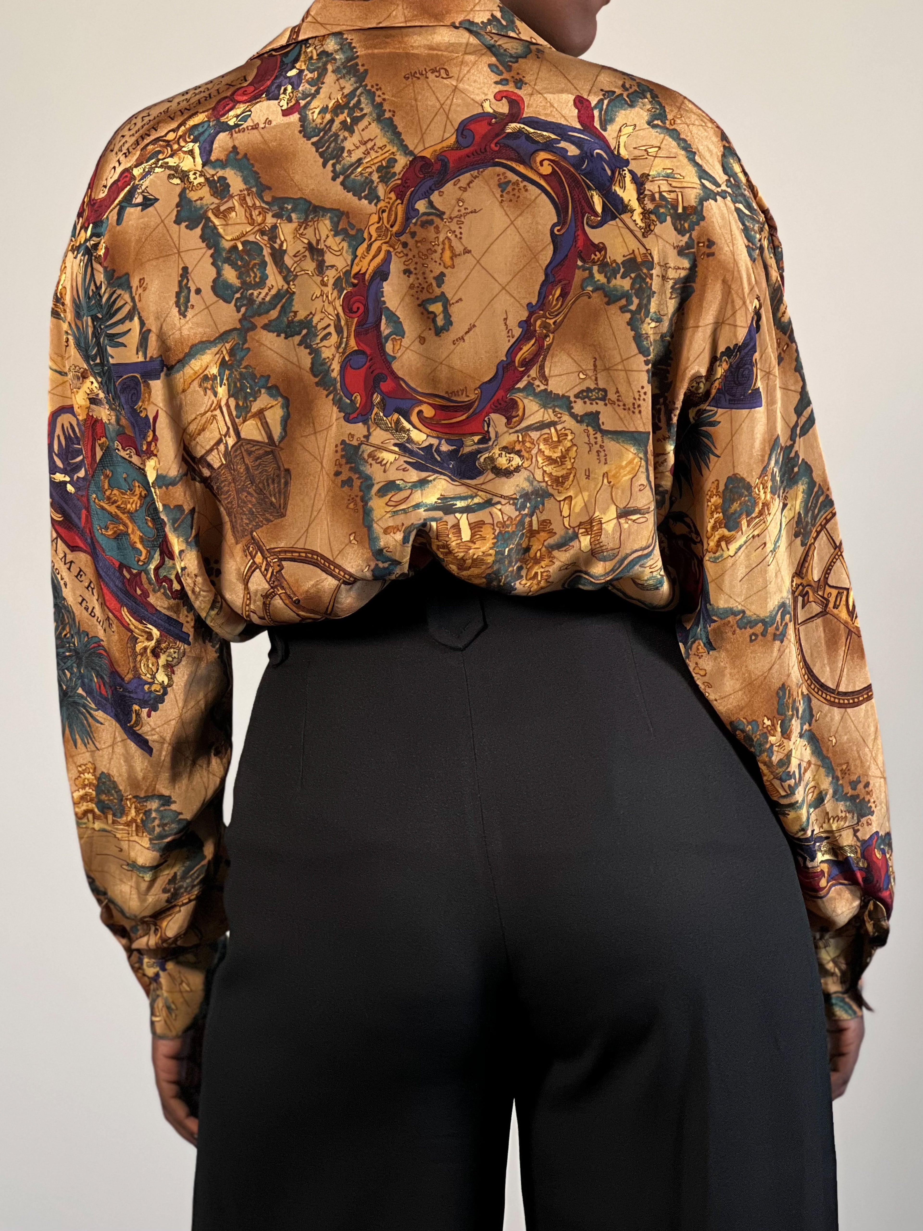 Map silky shirt [L]