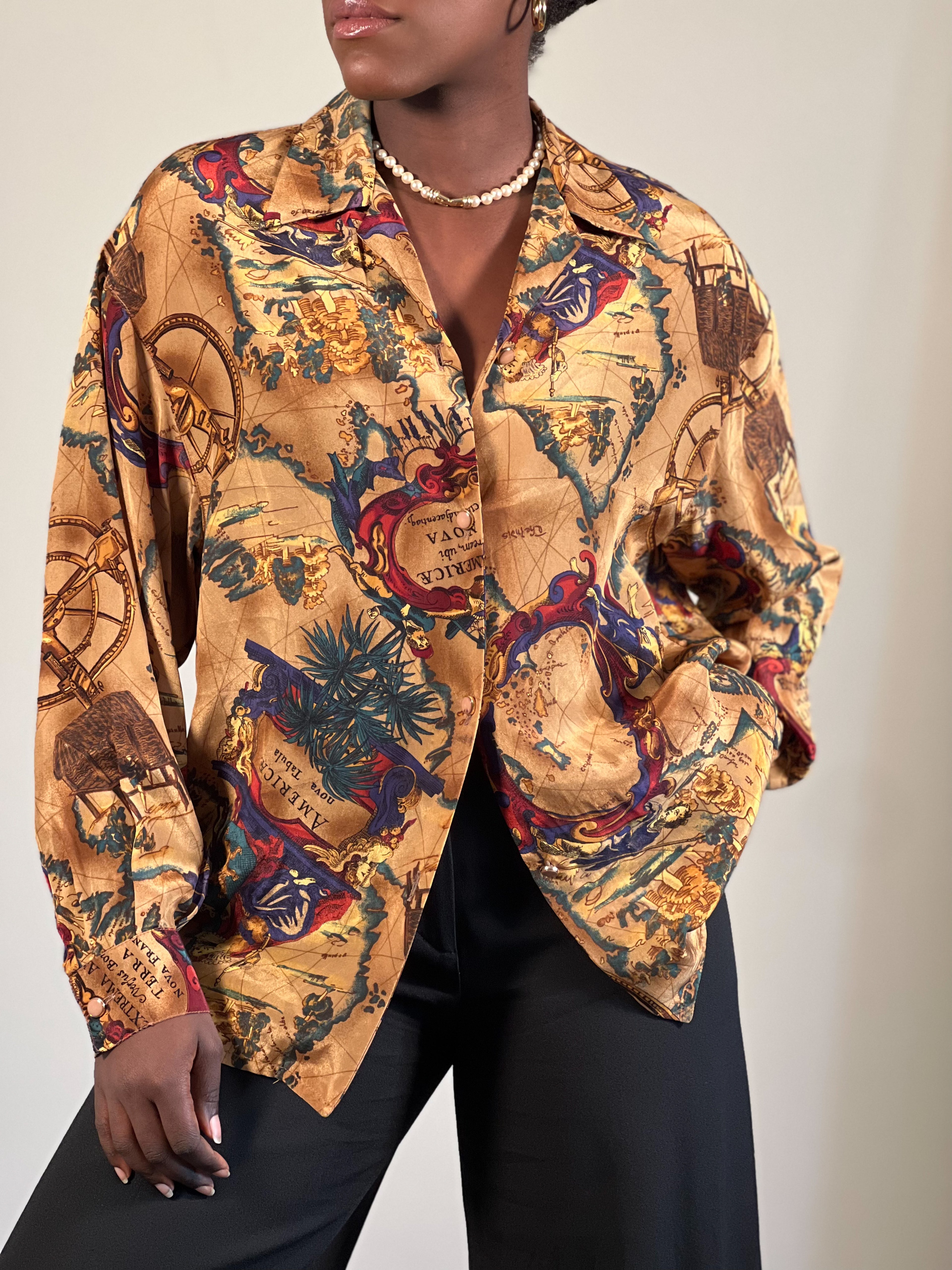 Map silky shirt [L]