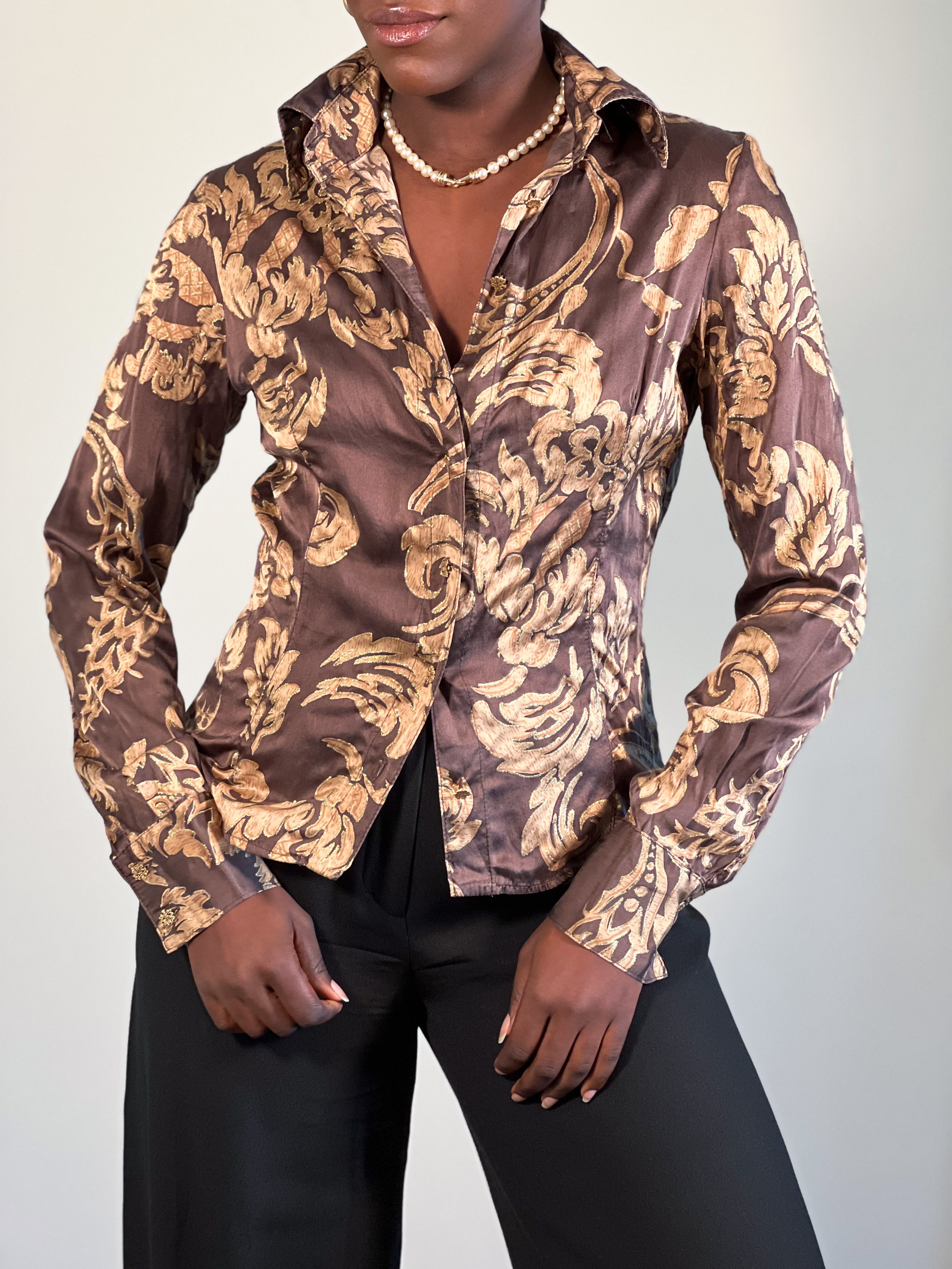 100% Silk Gold blouse [S]