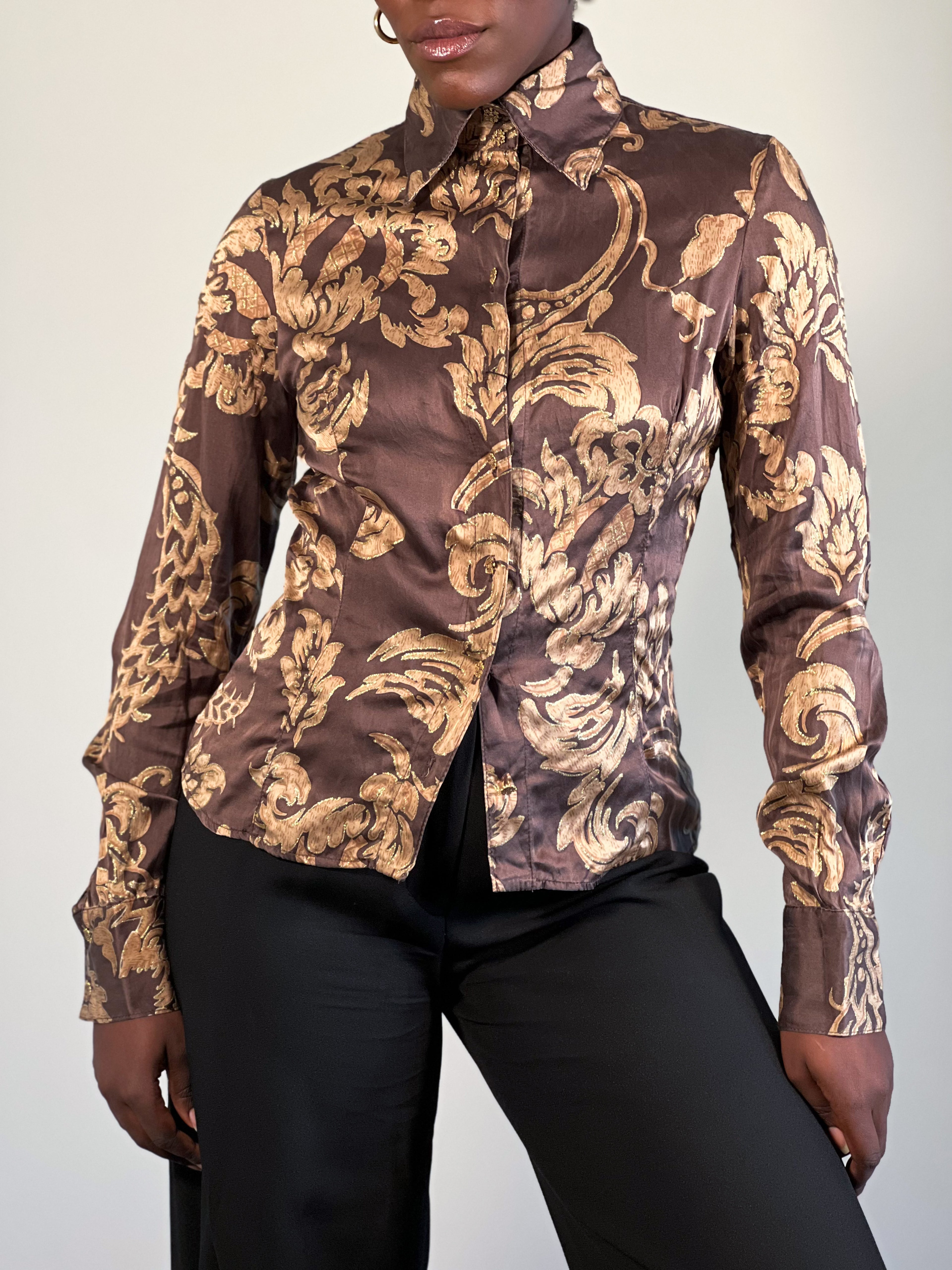 100% Silk Gold blouse [S]