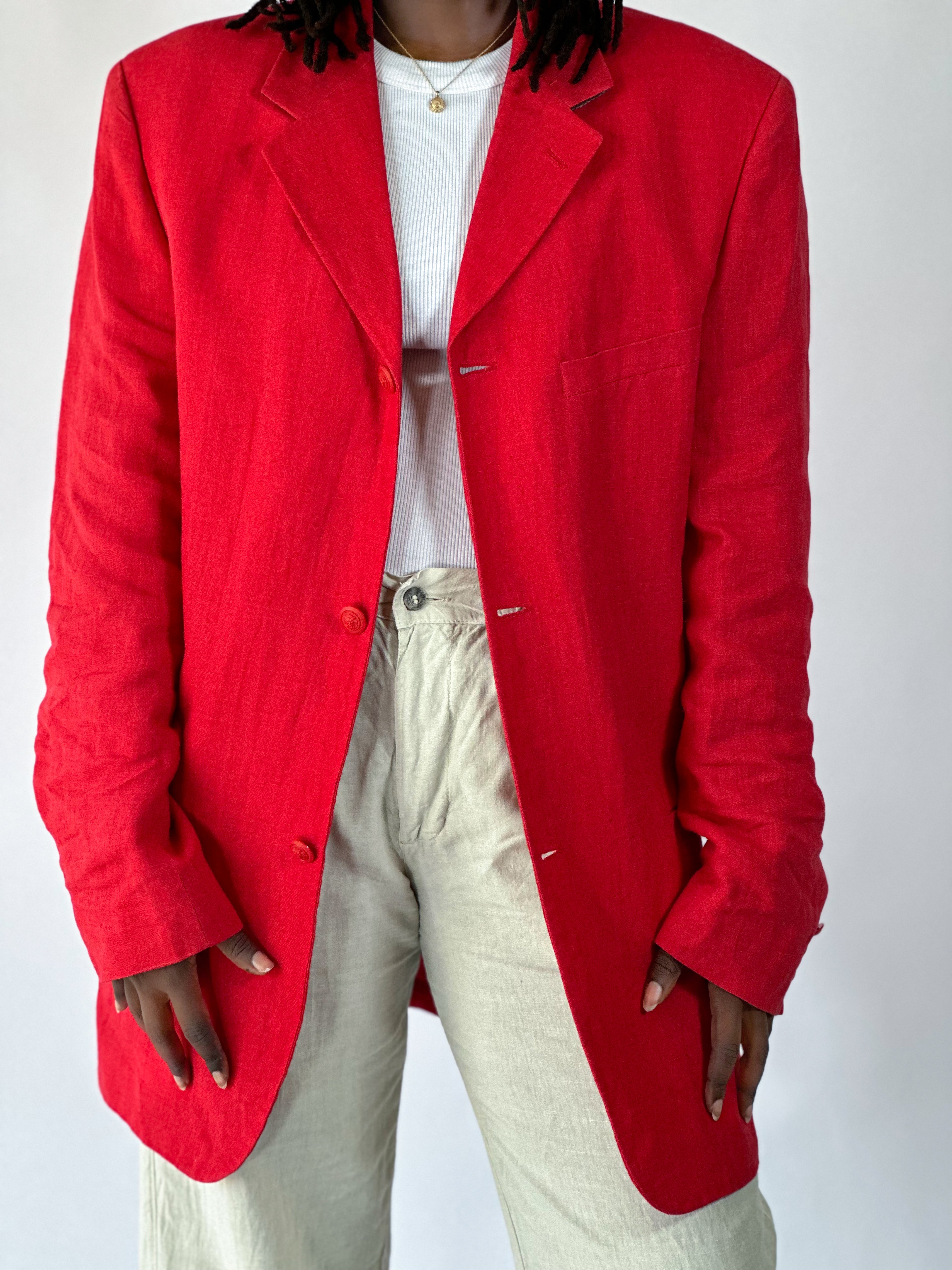 Versace Red Linen Blazer [M]