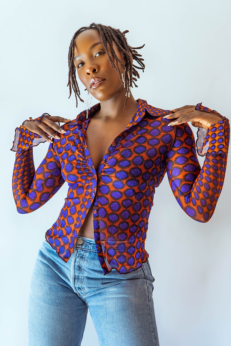 mesh long sleeve top shirt